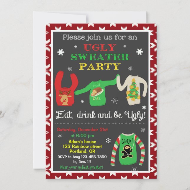 Ugly Sweater Weihnachts-Einladung Weihnachten Part Einladung (Vorderseite)