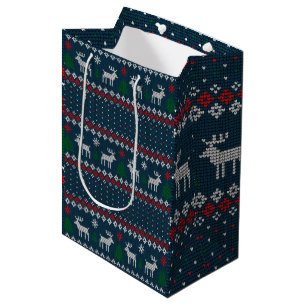 Ugly Sweater Weihnachts-Knittern Pattern Urlaub Mittlere Geschenktüte