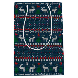 Ugly Sweater Weihnachts-Knittern Pattern Urlaub Mittlere Geschenktüte