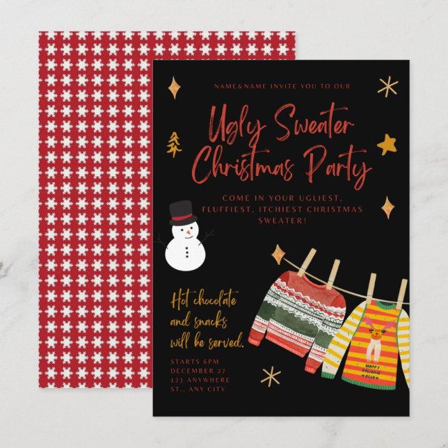 Ugly Sweater Weihnachts-Party Einladungen (Vorne/Hinten)