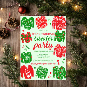 UGLY SWEATER Weihnachtsfeier Niedlich Custom Einladung