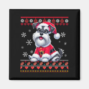Ugly Sweater X-mas Santa Miniature Schnauzer Dog C Magnet