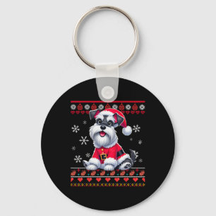 Ugly Sweater X-mas Santa Miniature Schnauzer Dog C Schlüsselanhänger