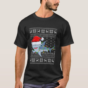 Ugly Sweater Xmas Lights Santa Hammerhead Shark Ch T-Shirt