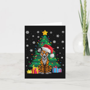Ugly Sweater Xmas Tree Lights African Wild Dog San Karte