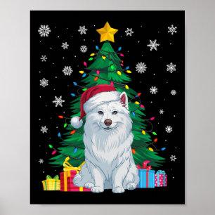 Ugly Sweater Xmas Tree Lights American Eskimo Dog Poster