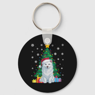 Ugly Sweater Xmas Tree Lights American Eskimo Dog Schlüsselanhänger