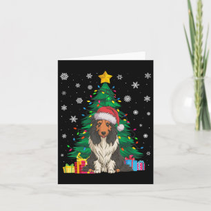 Ugly Sweater Xmas Tree Lights Bearded Collie Dog S Karte