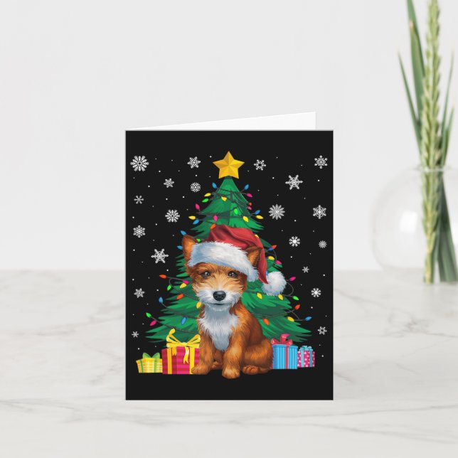 Ugly Sweater Xmas Tree Lights Toy Fox Terrier Dog Karte (Vorderseite)
