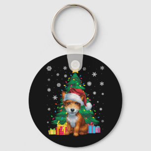 Ugly Sweater Xmas Tree Lights Toy Fox Terrier Dog Schlüsselanhänger