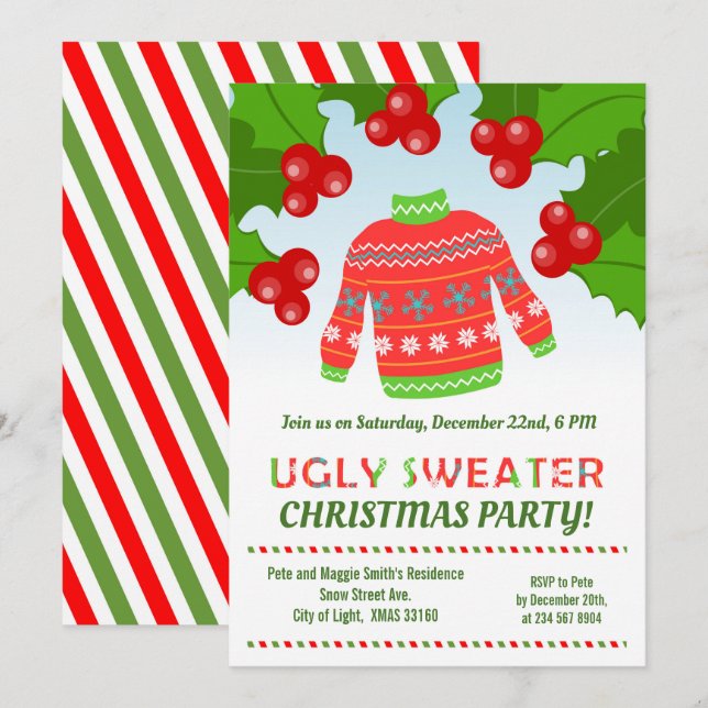  Ugly Sweaters Friends Weihnachts-Party Einladung (Vorne/Hinten)