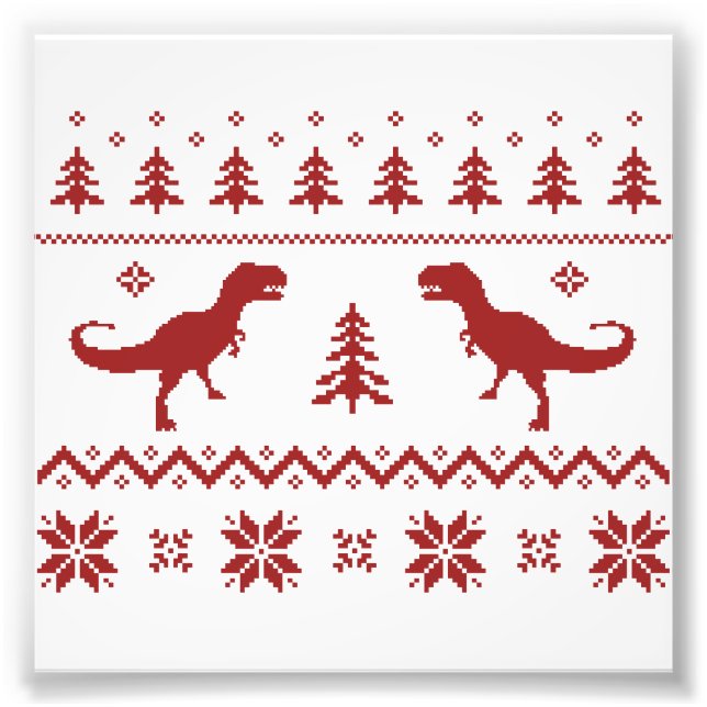 Ugly T-Rex Dinosaur Weihnachtssüßer Fotodruck (Vorne)