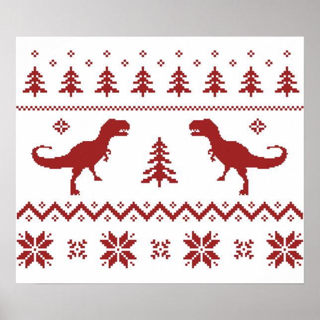 Ugly T-Rex Dinosaur Weihnachtssüßer Poster (Vorne)