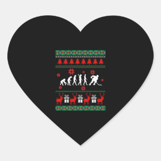 Ugly Weihnachten Sweater Hockey Weihnachtsgeschenk Herz-Aufkleber