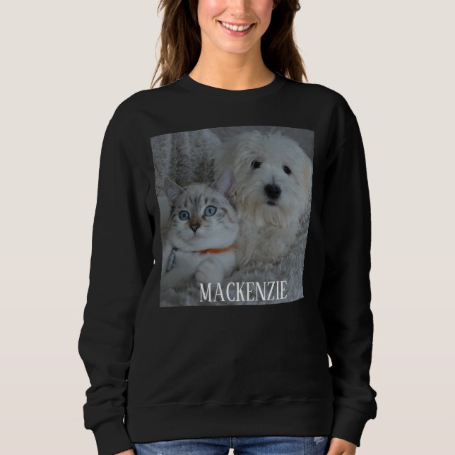 Ugly Weihnachts-Sweater. Name des Fotos der Katze Sweatshirt (Vorderseite)