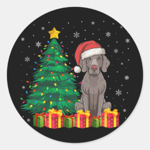 Ugly Weimaraner Weihnachtsmannmütze Weihnachtsleuc Runder Aufkleber