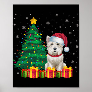 Ugly Westie Weihnachtsmannmütze Weihnachtsleuchten Poster