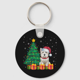 Ugly Westie Weihnachtsmannmütze Weihnachtsleuchten Schlüsselanhänger