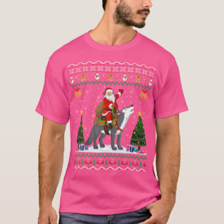 Ugly Wolf Xmas Santa Riding Wolf Weihnachten T-Shirt