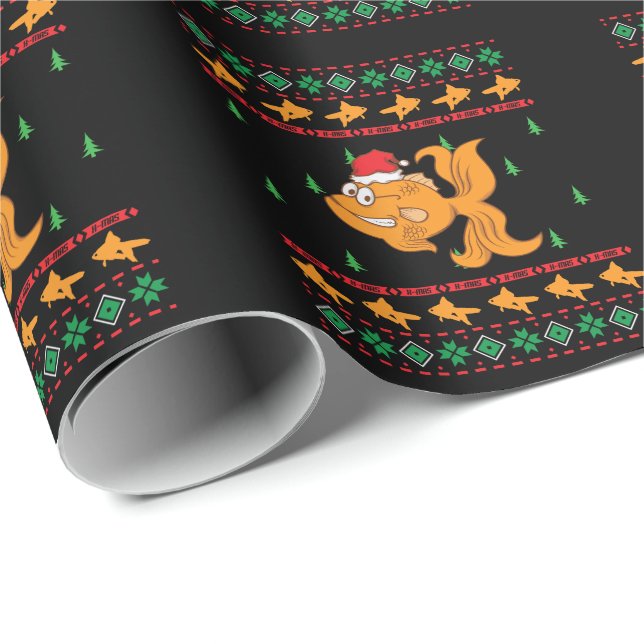 Ugly X-Mas Goldfisch Weihnacht Geschenkpapier (Rolleneckpunkt)