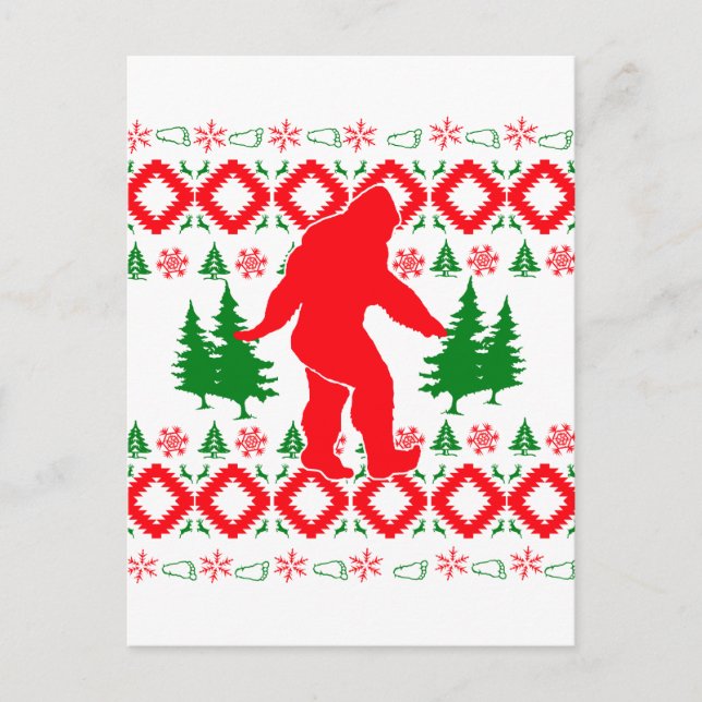 Ugly Xmas Bigfoot Feiertagspostkarte (Vorderseite)