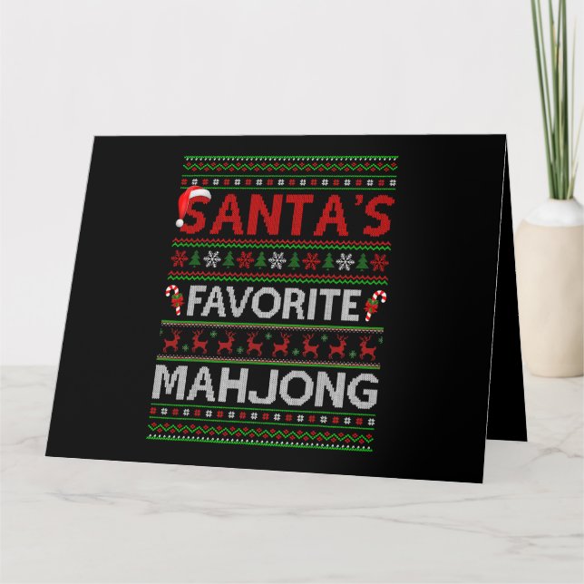 Ugly Xmas Lighting Santas Favorite Mahjong Christm Karte (Vorderseite)