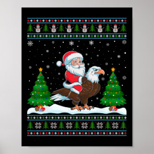 Ugly Xmas Lighting Tree Santa Riding Adler Weihnac Poster