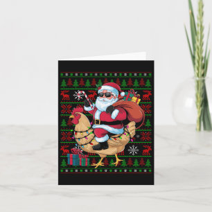Ugly Xmas Lights Funny Santa Rive Chicken Bird C Karte