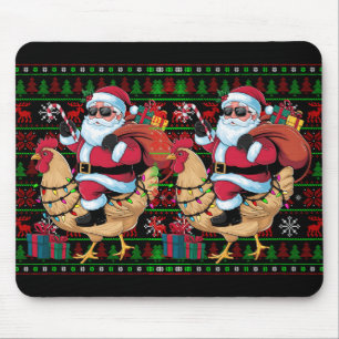 Ugly Xmas Lights Funny Santa Rive Chicken Bird C Mousepad