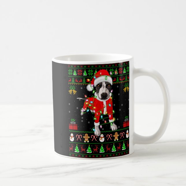 Ugly Xmas Lights Santa Tbull Dog Christmas  Kaffeetasse (Rechts)