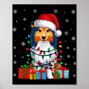 Ugly Xmas Lights Weihnachtsmannmütze Shetland Shee Poster