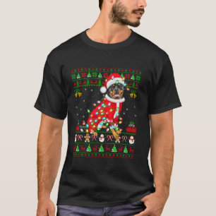 Ugly Xmas Santa Costume Rottweiler Hund Weihnachte T-Shirt