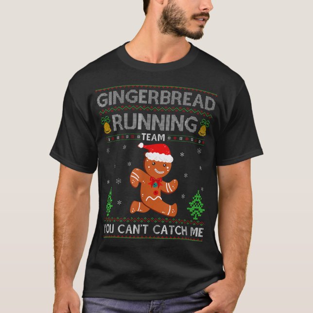 Ugly Xmas Sweater Gingerbread Running Team T-Shirt (Vorderseite)