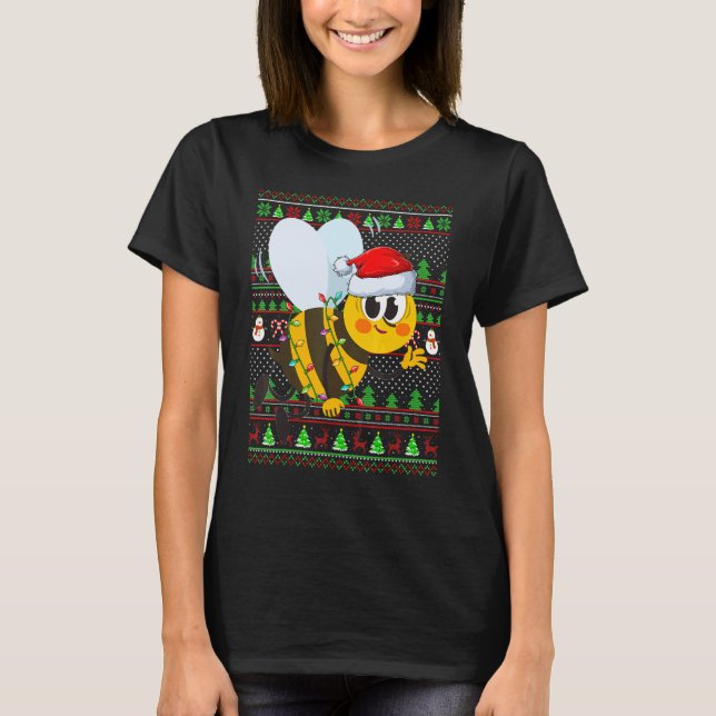Ugly Xmas Sweater Style Lighting Bee Christmas T-Shirt (Vorderseite)