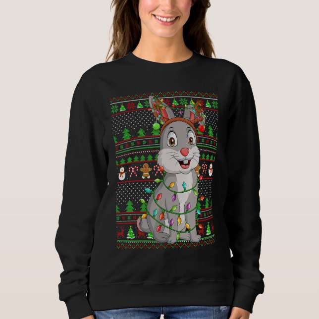 Ugly Xmas Sweater Style Lighting Bunny Christmas Sweatshirt (Vorderseite)