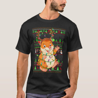 Ugly Xmas Sweater Style Lighting Hamster Christmas T-Shirt