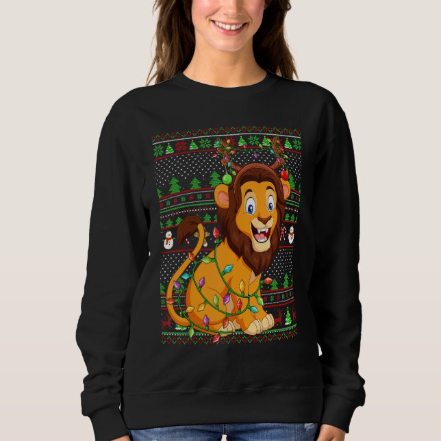 Ugly Xmas Sweater Style Lighting Lion Christmas Sweatshirt (Vorderseite)