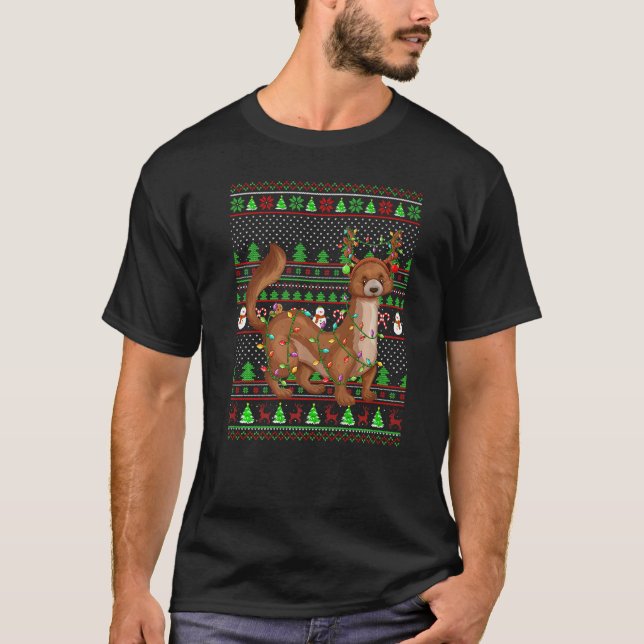 Ugly Xmas Sweater Style Lighting Mongoose Christma T-Shirt (Vorderseite)