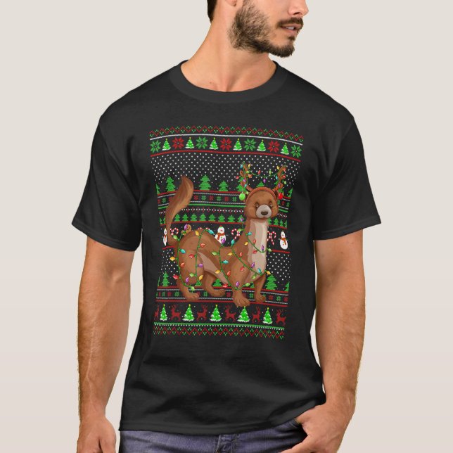 Ugly Xmas Sweater Style Lighting Mongoose Christma T-Shirt (Vorderseite)