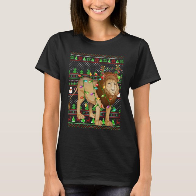 Ugly Xmas Sweater Style Lighting Mountain Lion Chr T-Shirt (Vorderseite)