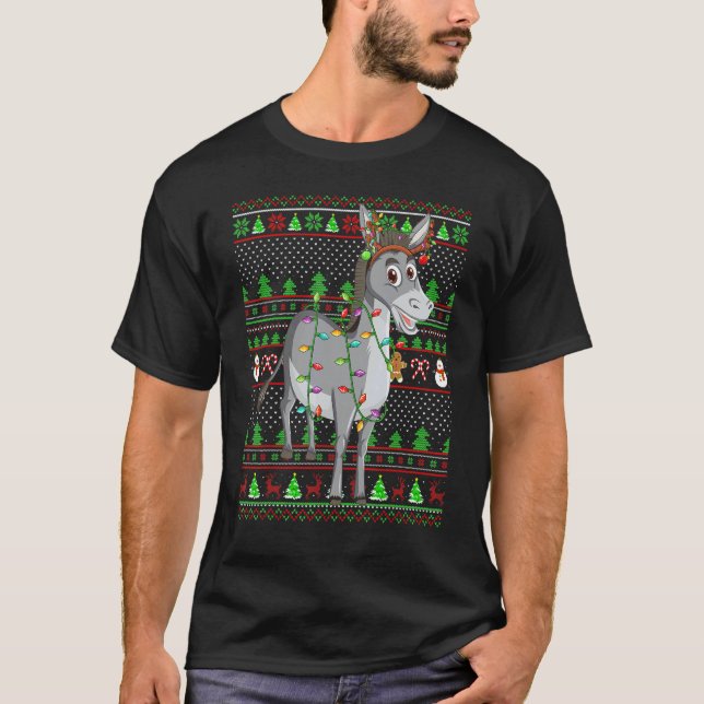 Ugly Xmas Sweater Style Lighting Mule Christmas T-Shirt (Vorderseite)