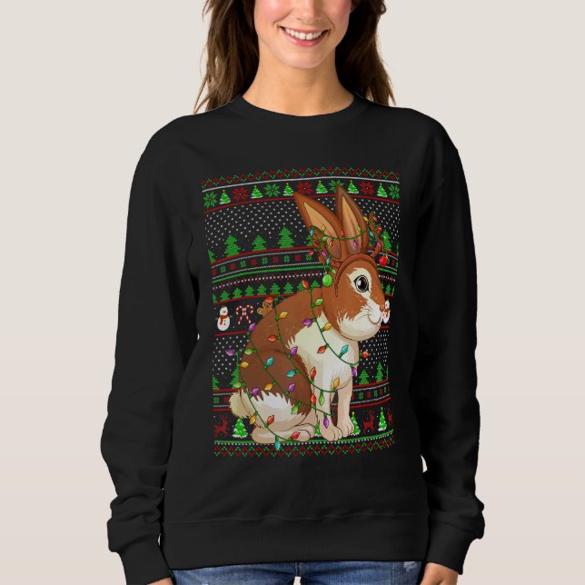 Ugly Xmas Sweater Style Lighting Rabbit Christmas Sweatshirt (Vorderseite)
