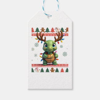 Ugly Xmas Sweater Style Lighting Turtle Christmas  Geschenkanhänger