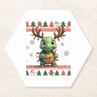 Ugly Xmas Sweater Style Lighting Turtle Christmas  Untersetzer