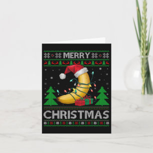 Ugly Xmas Sweater Style Lights Santa Banana Christ Karte