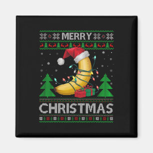 Ugly Xmas Sweater Style Lights Santa Banana Christ Magnet
