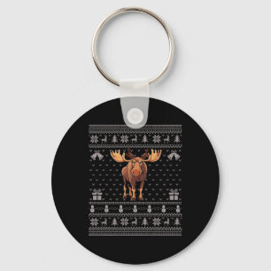 Ugly Xmas Sweater Style Moose Reinirder Weihnachte Schlüsselanhänger