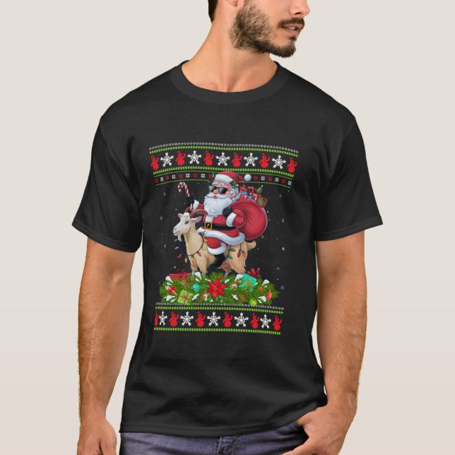 Ugly Xmas Sweater Style Santa Rating Gämse T-Shirt (Vorderseite)
