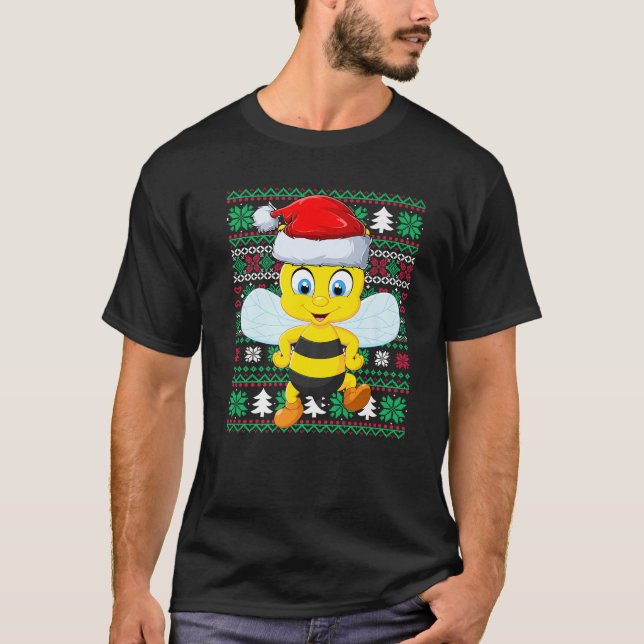 Ugly Xmas Sweater Style Weihnachtsmannmütze Funny  T-Shirt (Vorderseite)