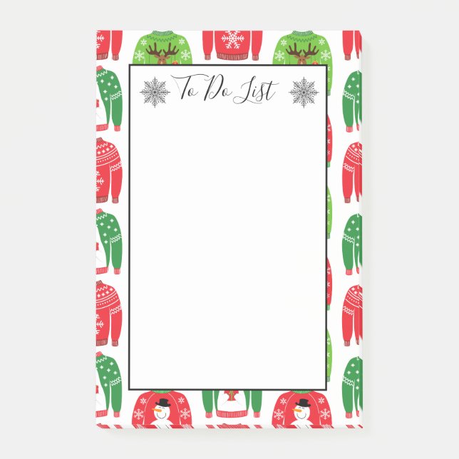 Ugly Xmas Sweaters Polar Bären Snowman zu tun List Post-it Klebezettel (Vorderseite)